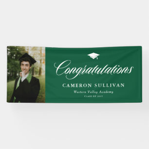 Green Bold Calligraphy Photo Graduation Banner