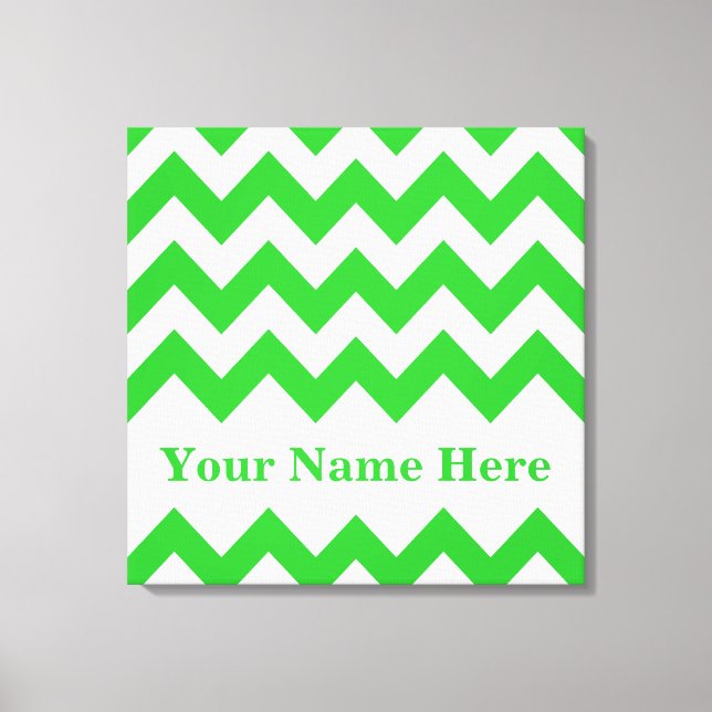 Green Bold Chevron with name at Emporio Moffa Canvas Print (Front)