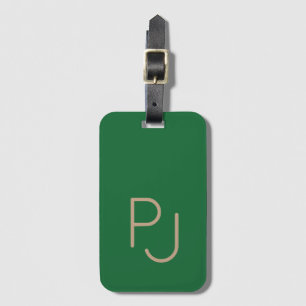 Green Bold custom monogram masculine Luggage Tag