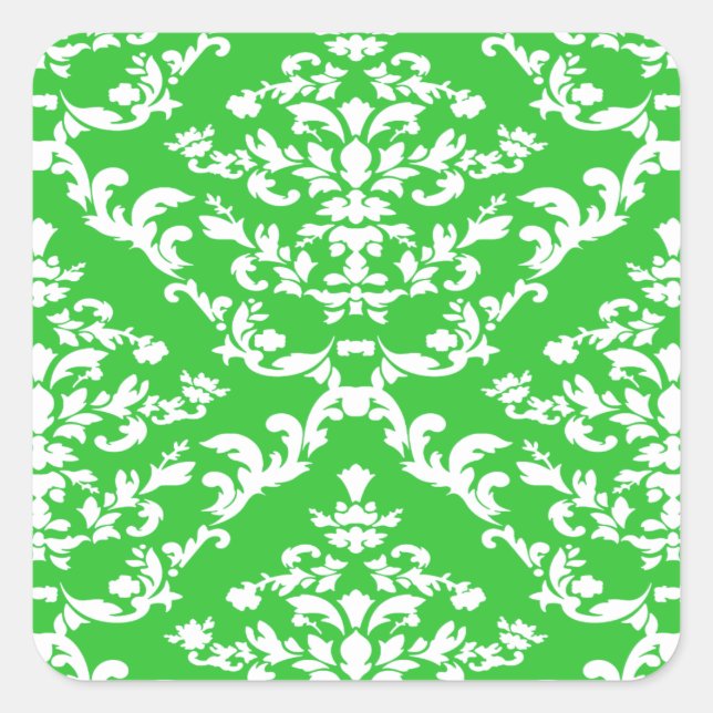 Green Bold Damask at Emporiomoffa Square Sticker (Front)