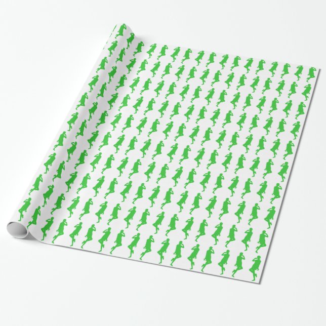 Green Bold Mod GoGo Girls Wrapping Paper (Unrolled)