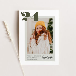 Green Bold Modern Class of 2024 4 Photo Graduation Invitation