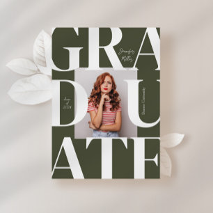 Green Bold Modern Classic Photo Graduation Invitation
