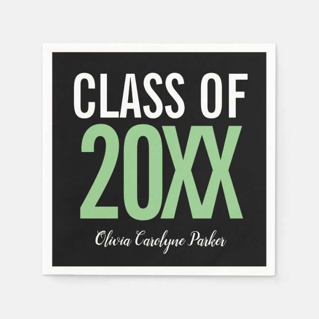  Green Bold  Modern Graduation ANY  YEAR Napkin (Front)