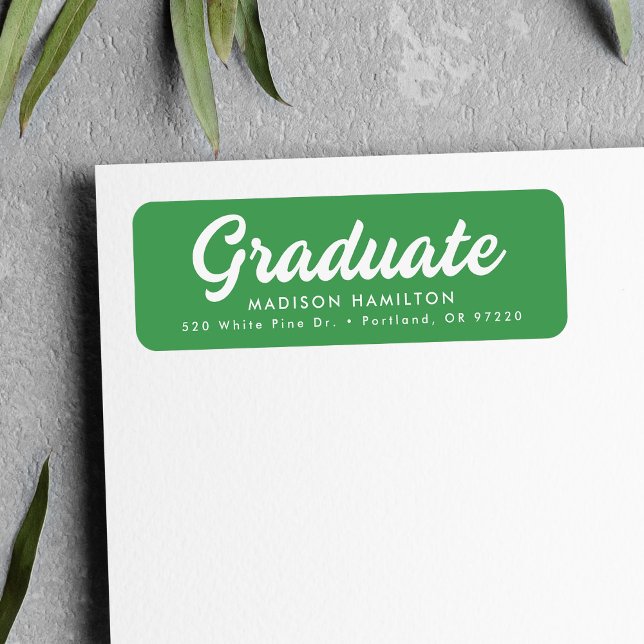Green | Bold Script Graduation Return Address (Creator Uploaded)