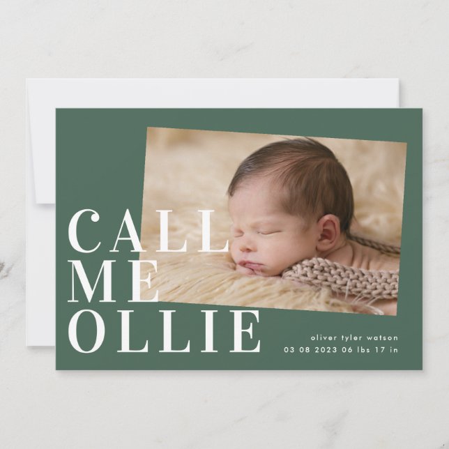 Green Bold Simple Minimalist Photo Call Me Birth (Front)