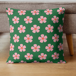 Green Bold Y2K Wildflower Vibrant Colours Spring Cushion