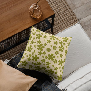 Green Bold Y2K Wildflower Vibrant Colours Spring Cushion