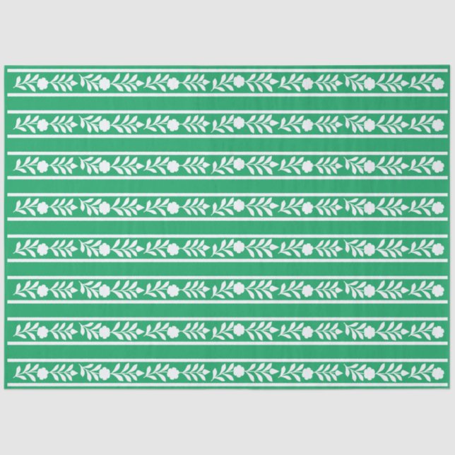 Green Bone Inlay Floral Border Decoupage Paper (Front)