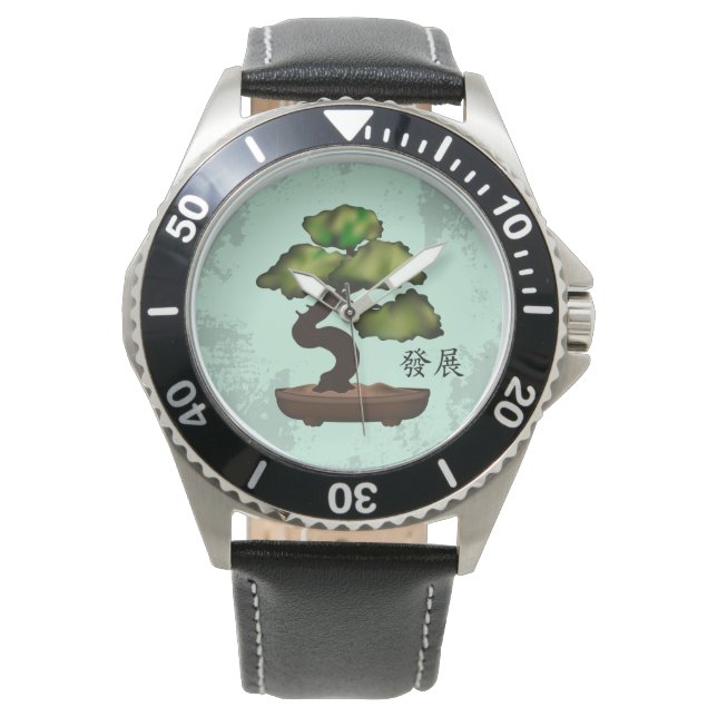 Green Bonsai grunge background 'Growth' Watch (Front)