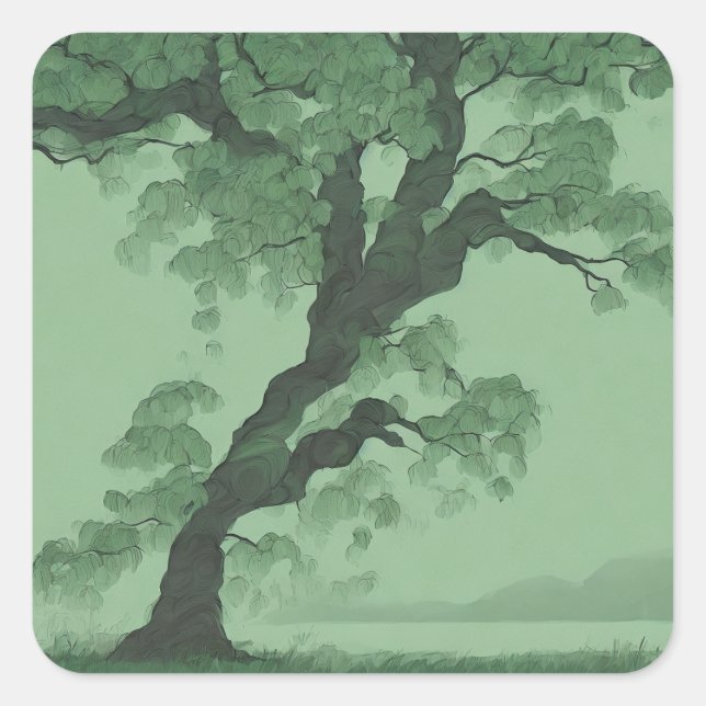 Green Bonsai Tree sticker (Front)