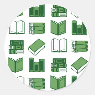 Green Book Reading and Writing Pattern Classic Round Sticker