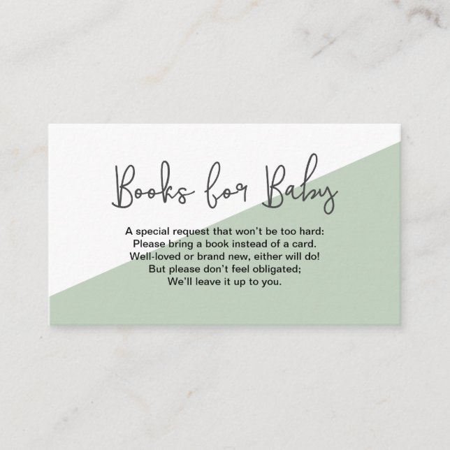 Green Books for Baby Gender Neutral Enclosure Card (Front)