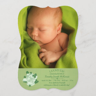 Green Booties Photo Birth Announcement