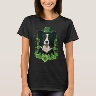 Green Border Collie shamrock St Patricks Day Borde T-Shirt