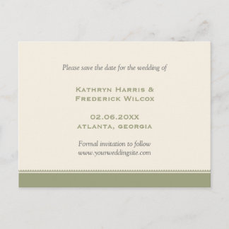 Green border custom wedding save the date postcard