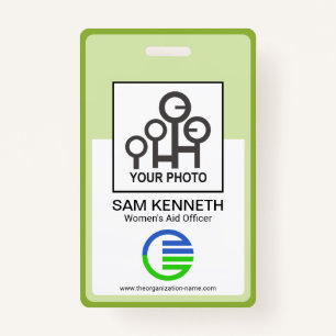 Green Border Frame Company Employee Nurse Photo ID Badge