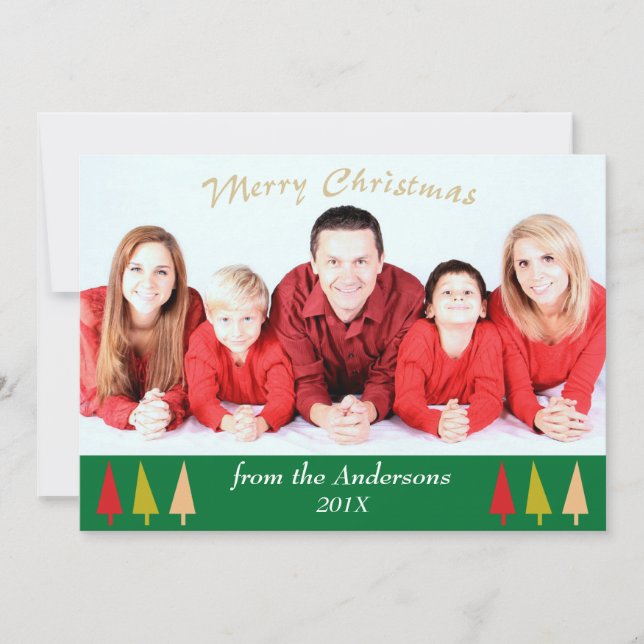 Green Border Holiday Trees Template Christmas (Front)