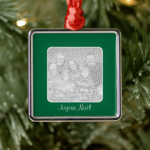 Green Border Personalised Joyeux Noël Metal Tree Decoration