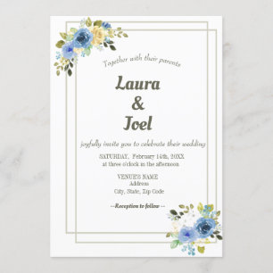 Green Bordered geometric Floral wedding Invitation