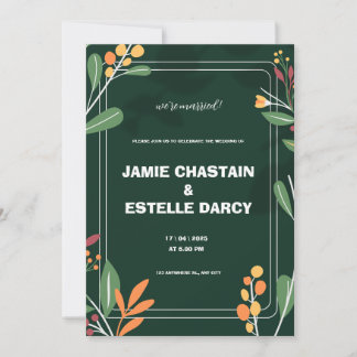 Green Bordered Wedding Invitation