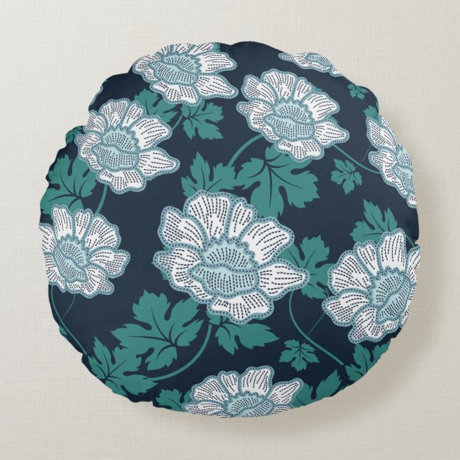 Green Botanic Beauty Round Cushion (Front)