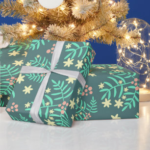 Green Botanica Christmas Modern Minimal  Wrapping Paper