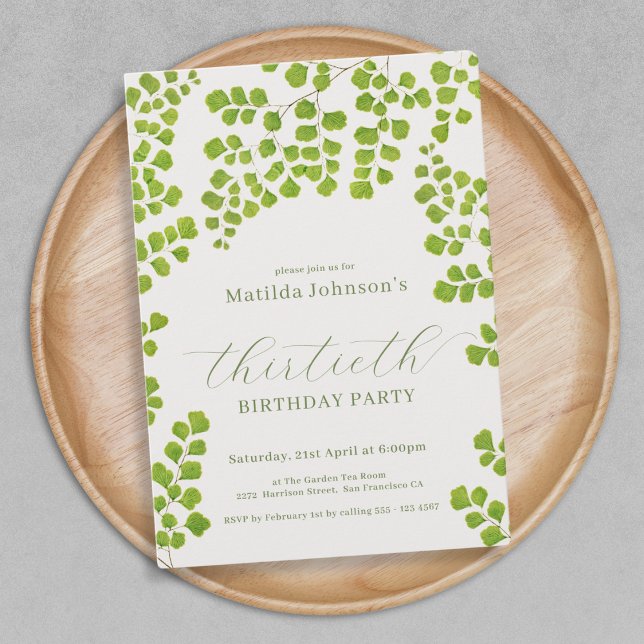 Green Botanical 30th Birthday Invitation (Green Botanical 30th Birthday Invitation)