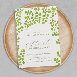 Green Botanical 50th Birthday Invitation