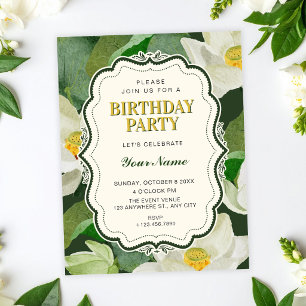 Green Botanical birthday Invitation
