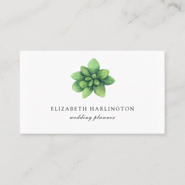 Green botanical card. Greenery minimalist. Simple Business Card (Front)