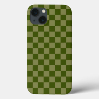 Green Botanical Chequered Luxury Aesthetic iPhone 13 Case
