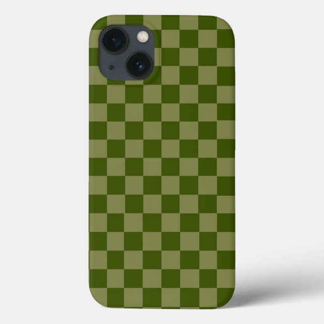 Green Botanical Chequered Luxury Aesthetic Case-Mate iPhone Case (Back)