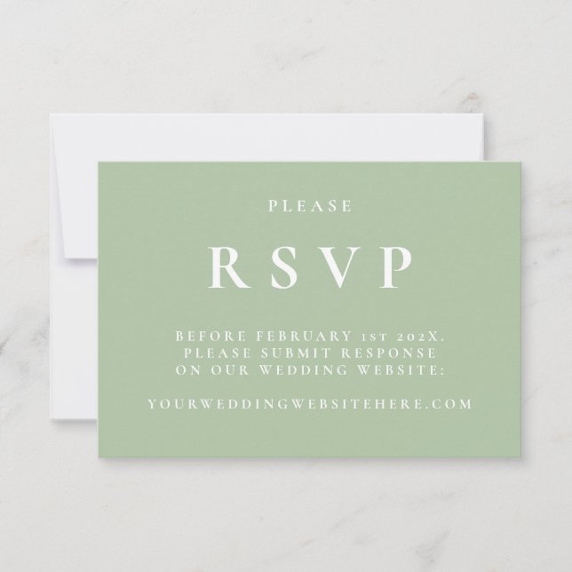 Green Botanical Elegant Wedding RSVP Card (Front)