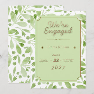 Green Botanical Engagement Invitation – Elegant Na