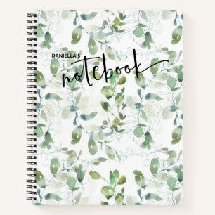 Green Botanical Foliage Watercolor Notebook