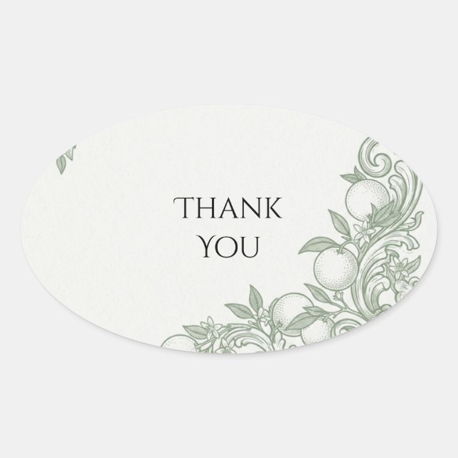Green Botanical Fruit Thank You Sticker (Front)