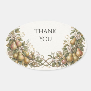 Green Botanical Fruit Wedding Thank You Sticker