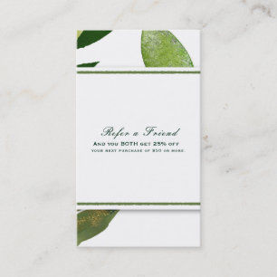Green Botanical Glam Plant Leaves Refer a Friend Referral Card