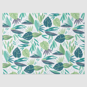Green Botanical Leafs Pattern Tissue Paper