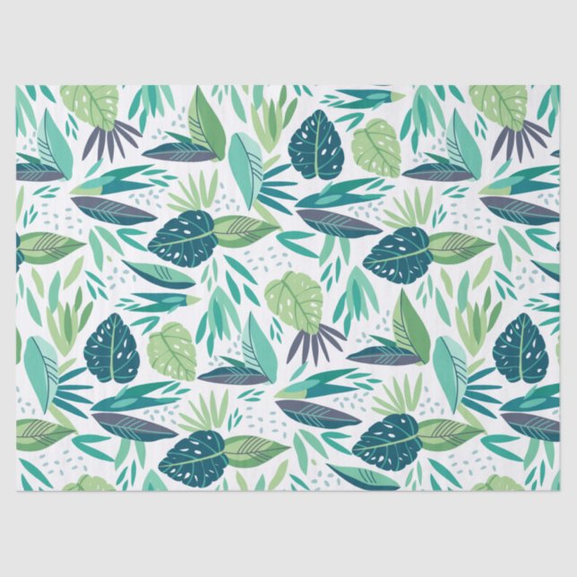 Green Botanical Leafs Pattern Tissue Paper (Front)