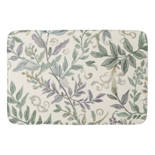 Green Botanical leaves and foliage Bath Mat