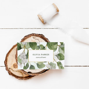 Green Botanical Leaves and Gold  Business Card