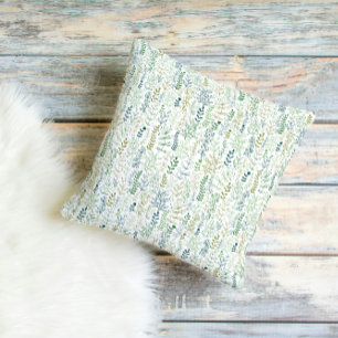 Green Botanical Leaves Pattern Cushion