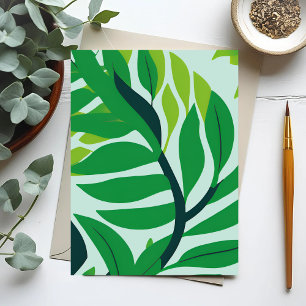 Green Botanical Leaves Postcard