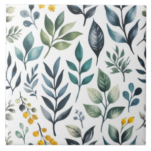 Green Botanical Leaves Tile