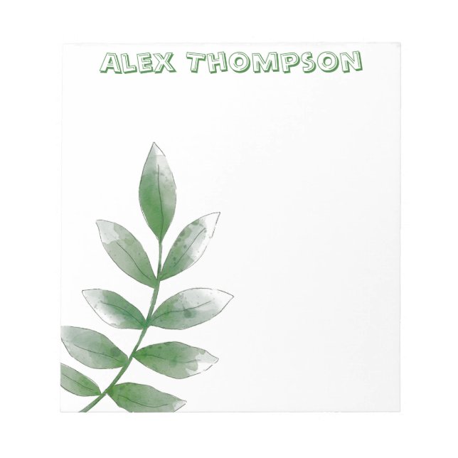 Green Botanical Minimalist Notepad (Front)