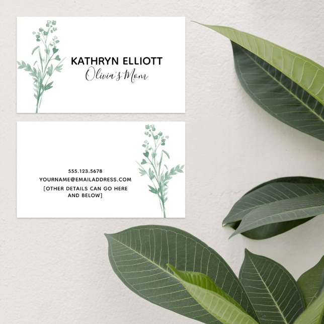 Green Botanical Mummy Play Date Calling Card (Creator Uploaded)