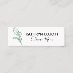 Green Botanical Mummy Play Date Mini Calling Card