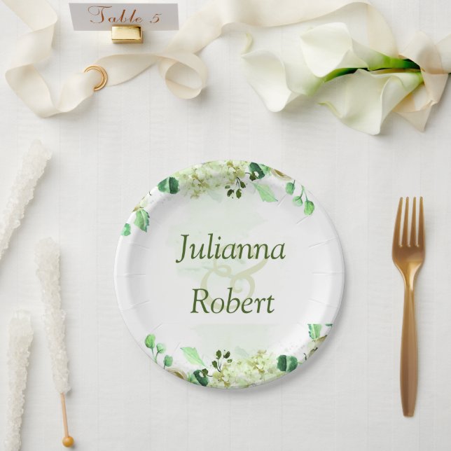 Green botanical   paper plates (Wedding)